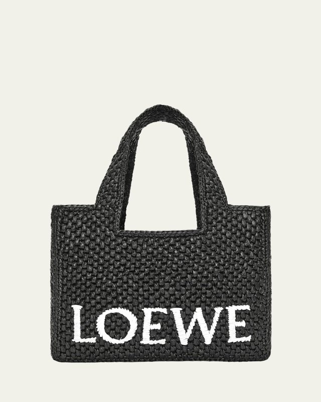 x Paula's Ibiza Font Logo Small Tote Bag in Raffia